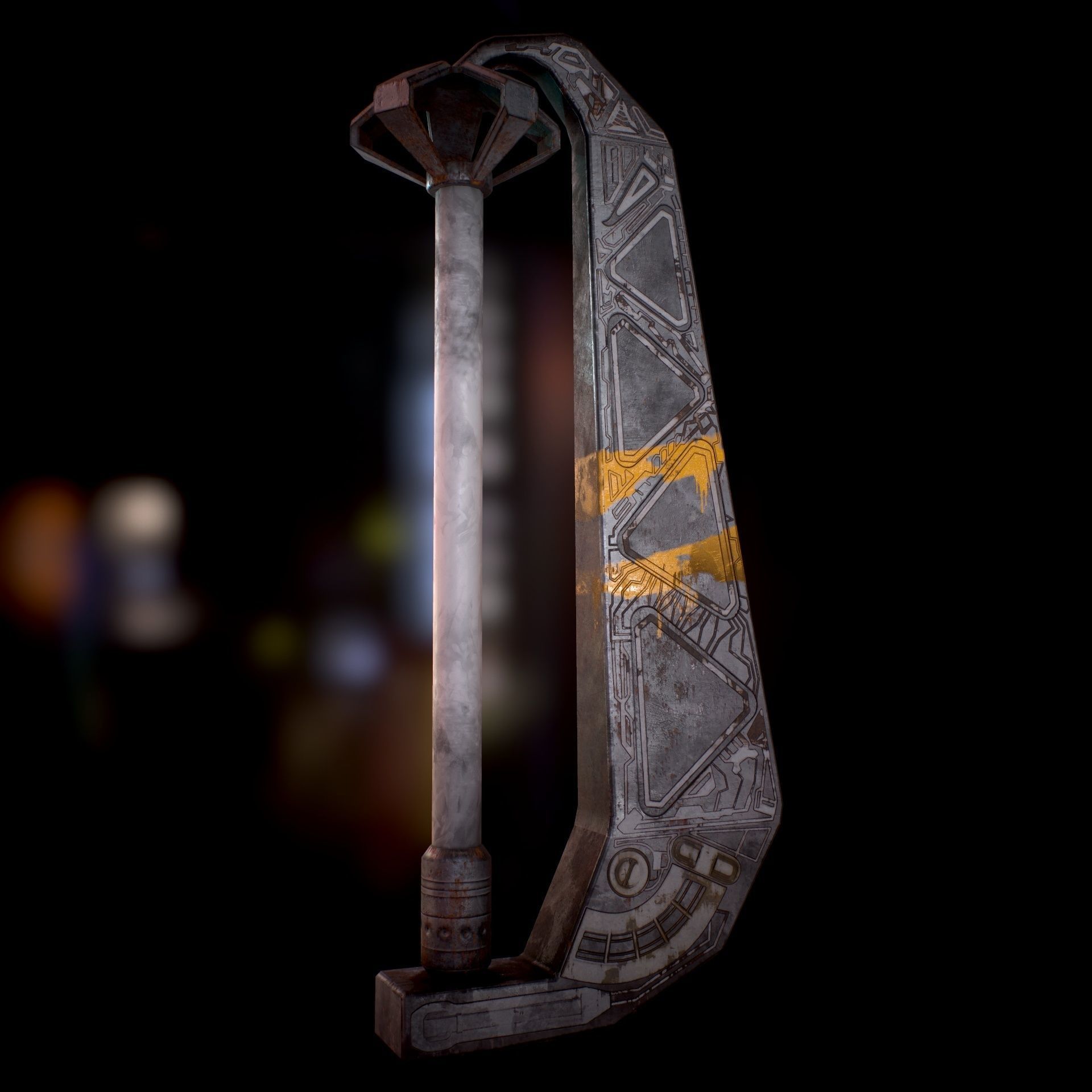 Sci Fi - Cyberpunk Street Light Low-poly 3D model_38