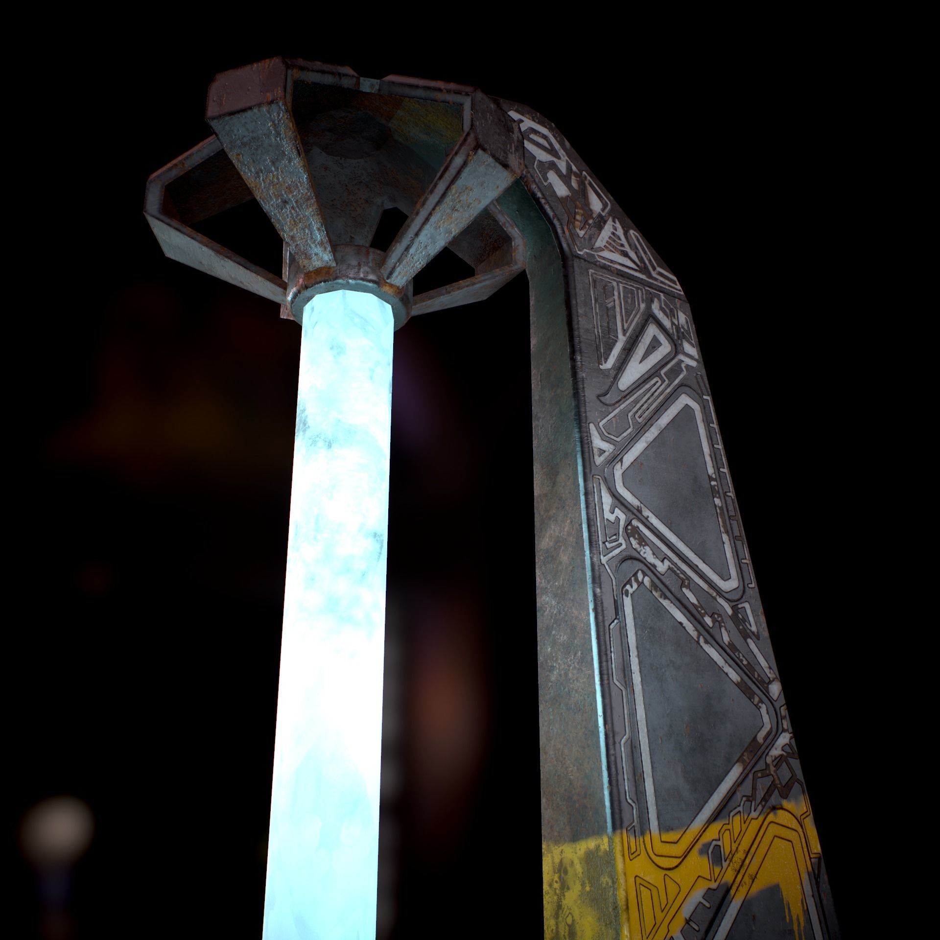 Sci Fi - Cyberpunk Street Light Low-poly 3D model_29