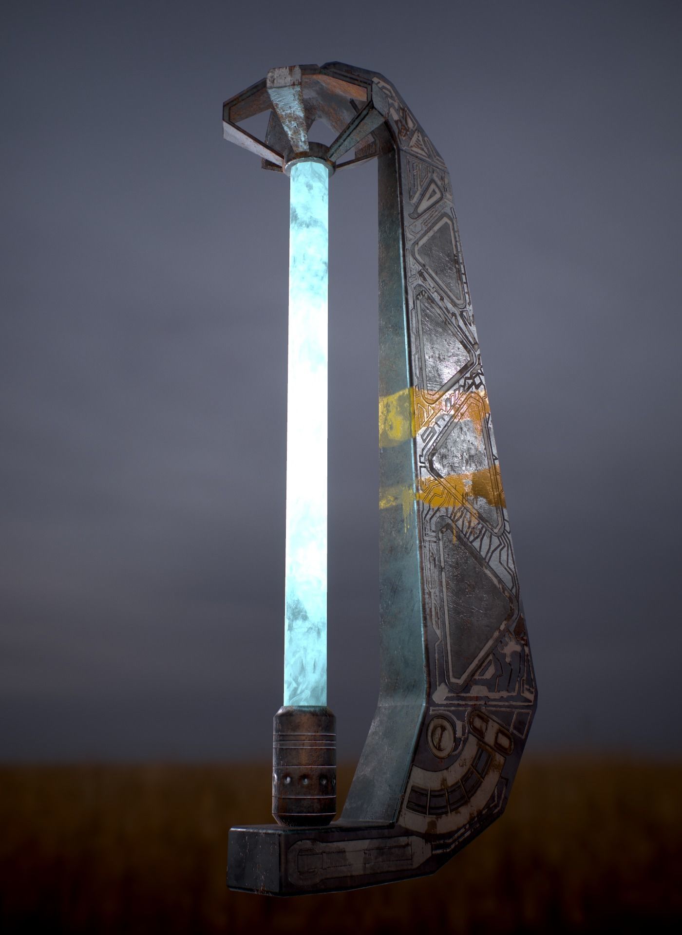 Sci Fi - Cyberpunk Street Light Low-poly 3D model_2