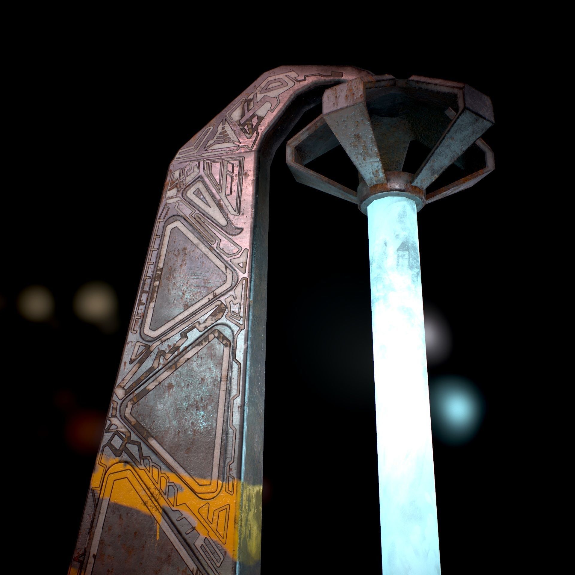 Sci Fi - Cyberpunk Street Light Low-poly 3D model_28