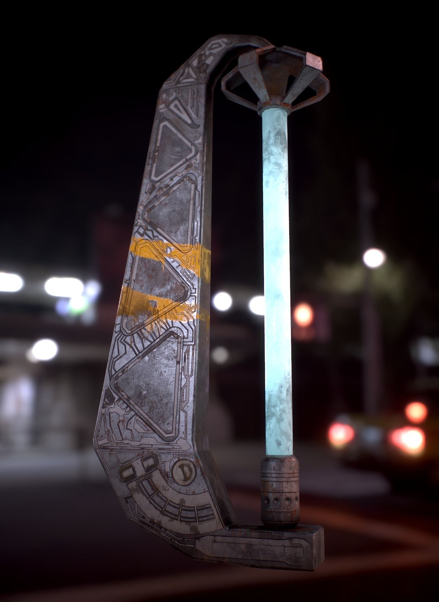 Sci Fi - Cyberpunk Street Light Low-poly 3D model_14
