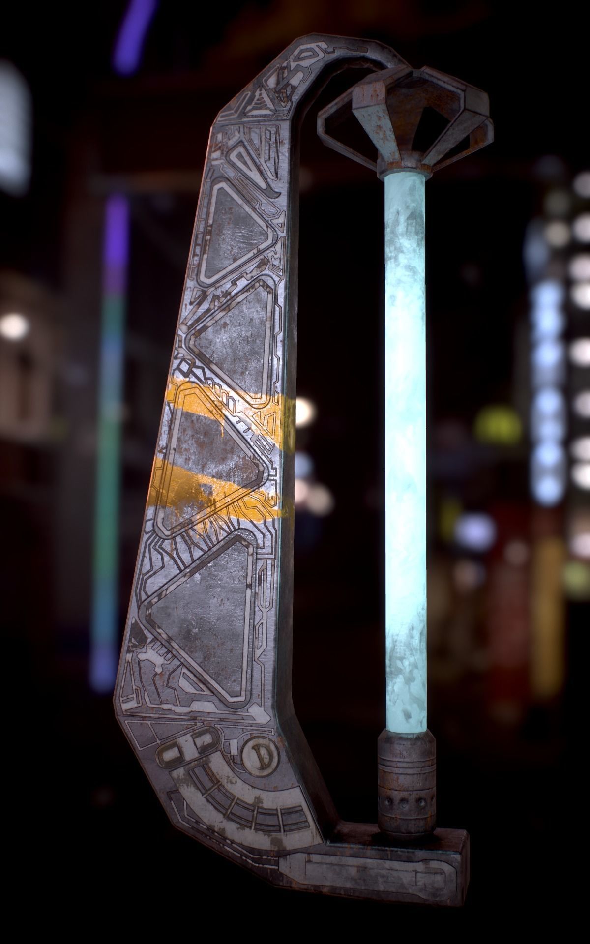 Sci Fi - Cyberpunk Street Light Low-poly 3D model_18