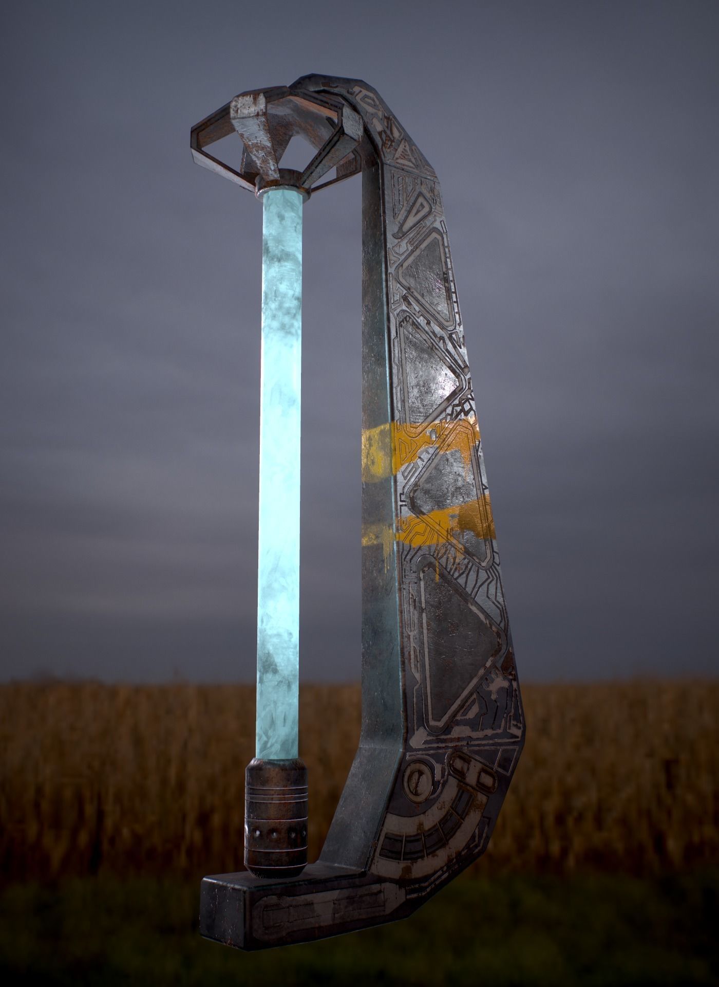 Sci Fi - Cyberpunk Street Light Low-poly 3D model_3