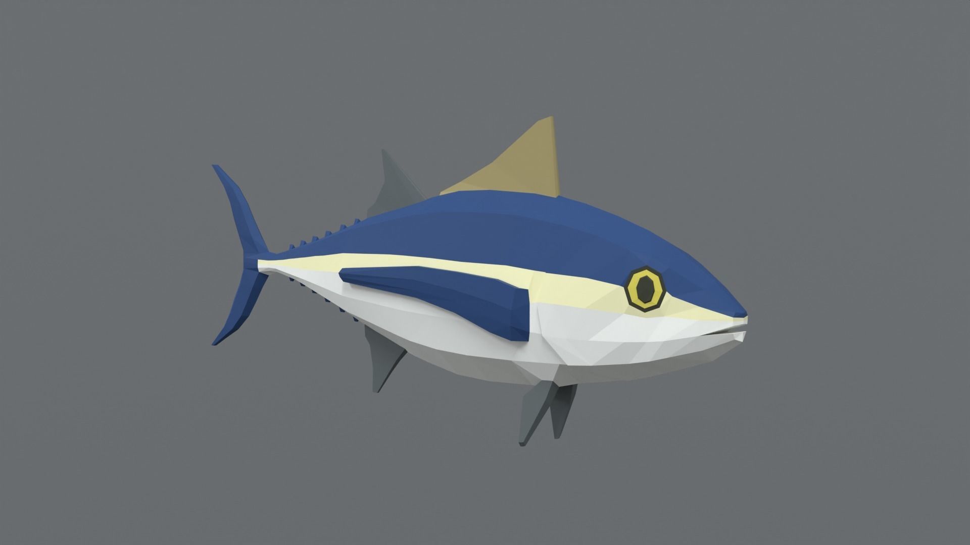 Low Poly Cartoon Tuna Fish Low-poly 3D model_5