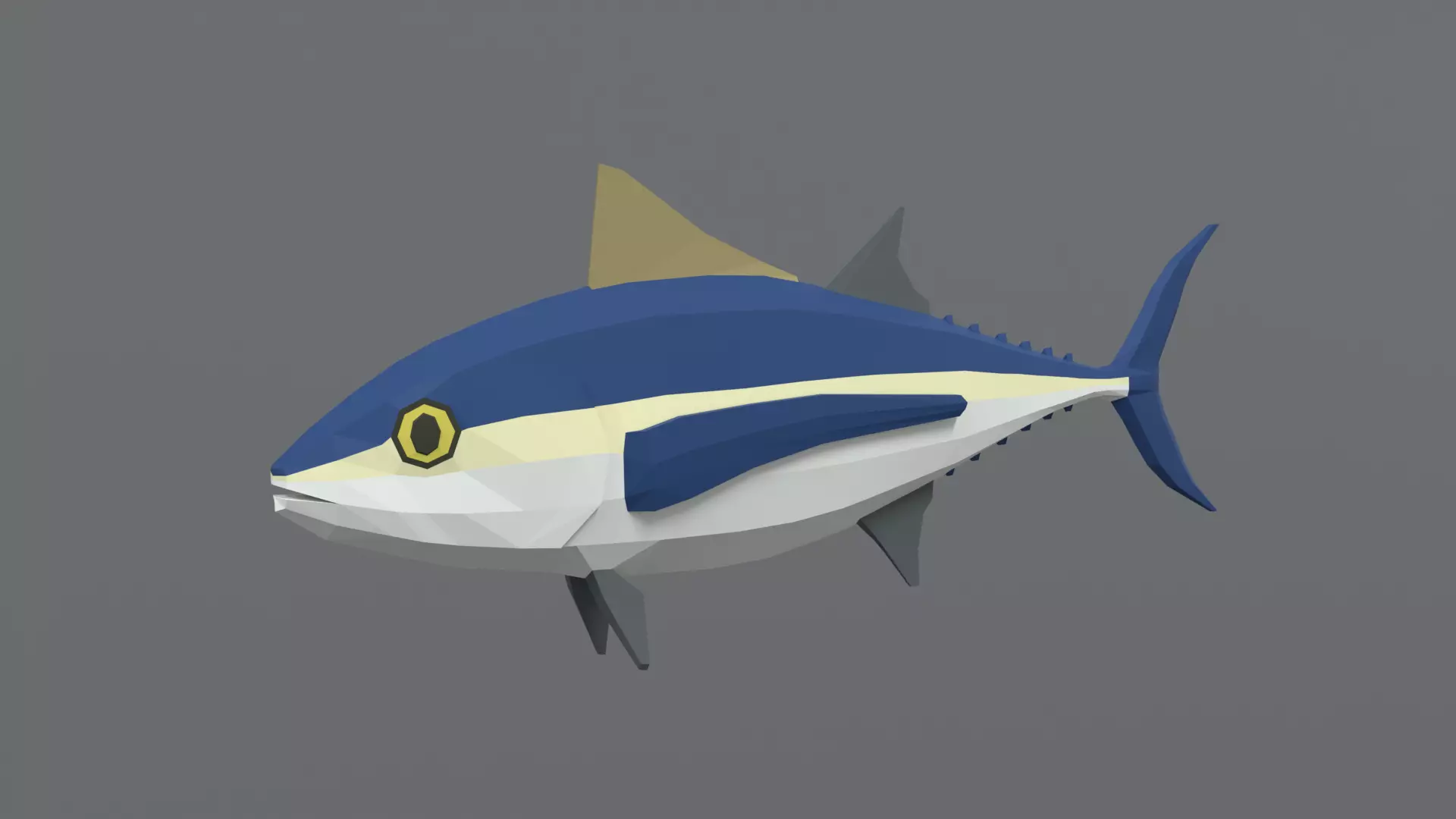 Low Poly Cartoon Tuna Fish Low-poly 3D model_0