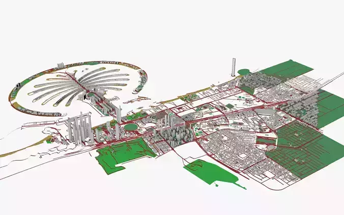 Dubai airport Low-poly 3D model