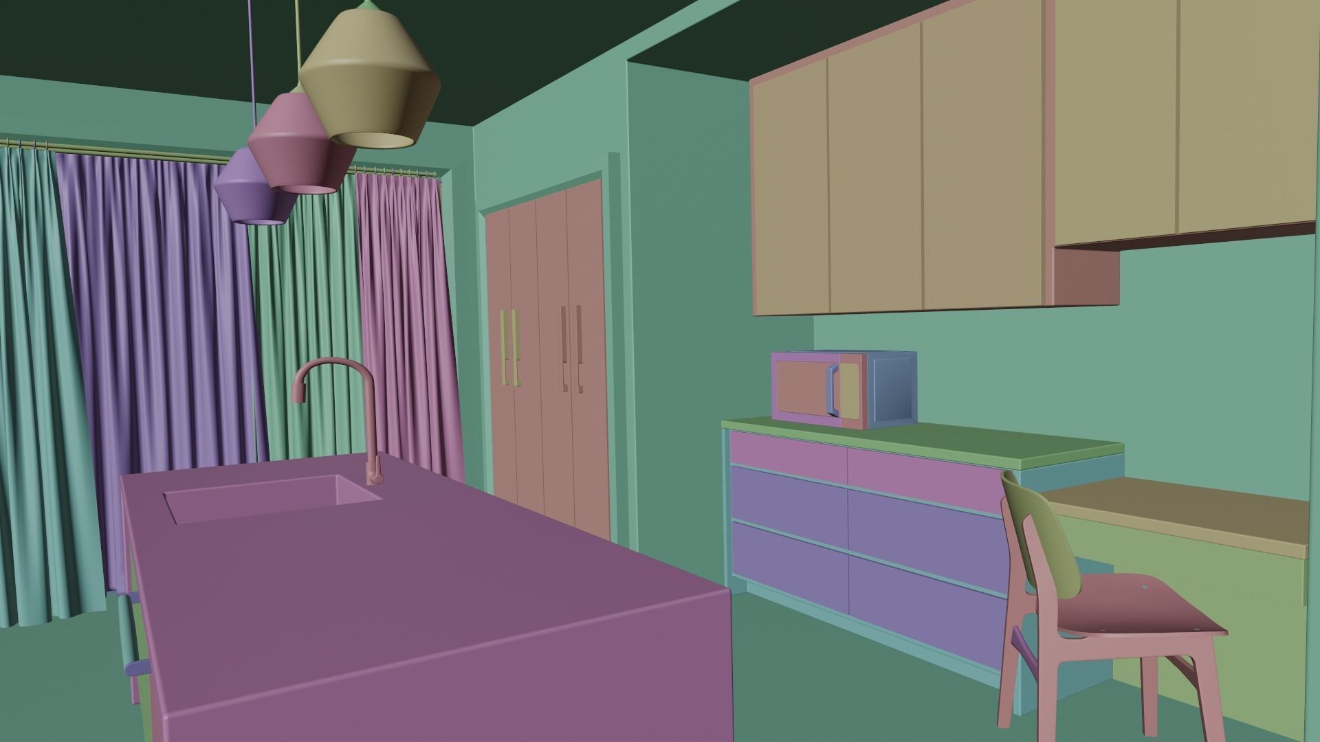 Kitchen minimalist 3D model_5