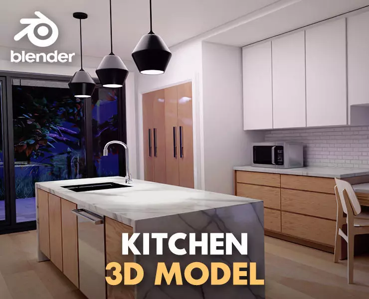 Kitchen minimalist 3D model_0