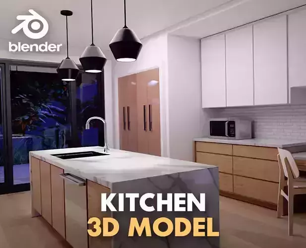 Kitchen minimalist 3D model