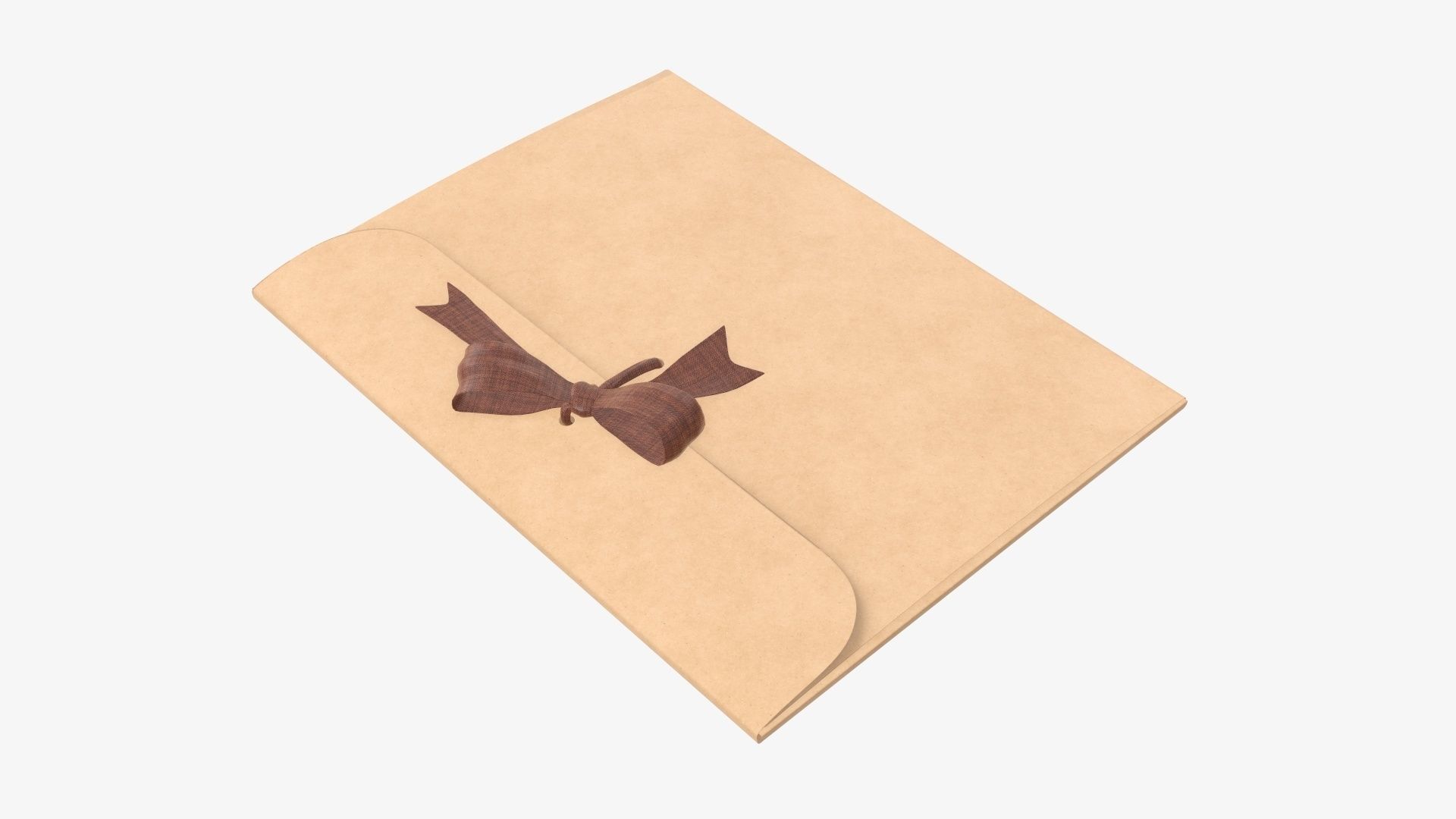 Gift paper envelope with bow mockup 3D model_1