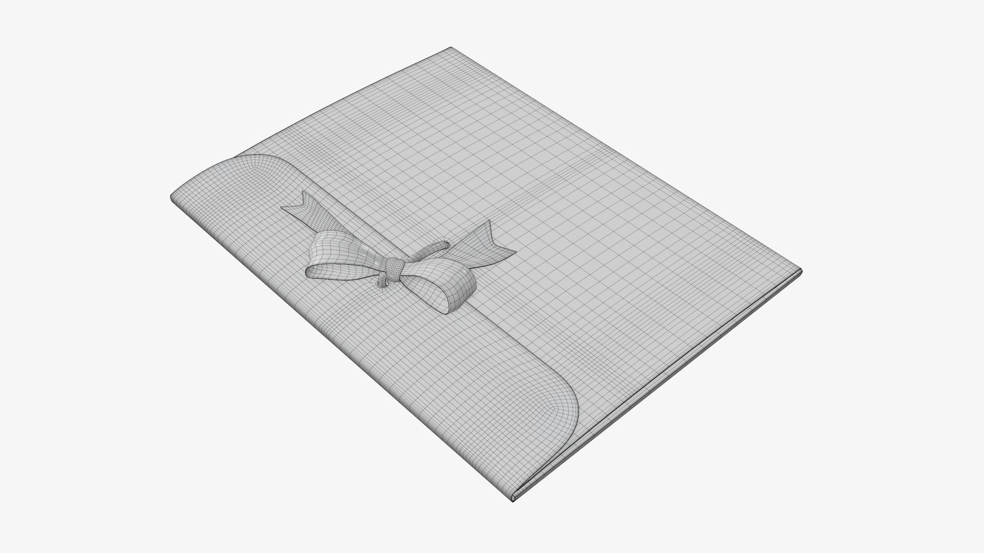 Gift paper envelope with bow mockup 3D model_6