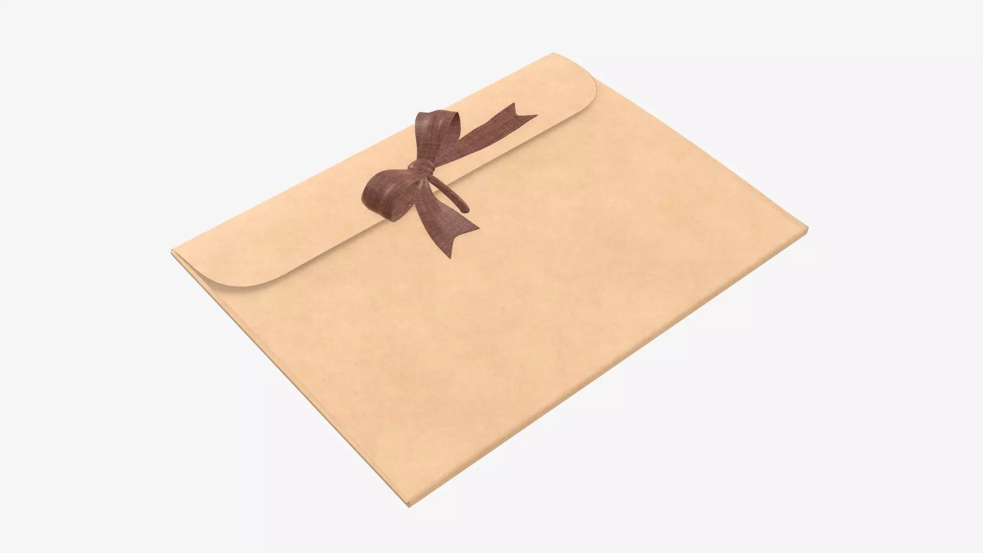 Gift paper envelope with bow mockup 3D model_0