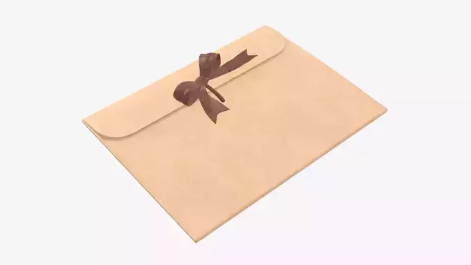 Gift paper envelope with bow mockup