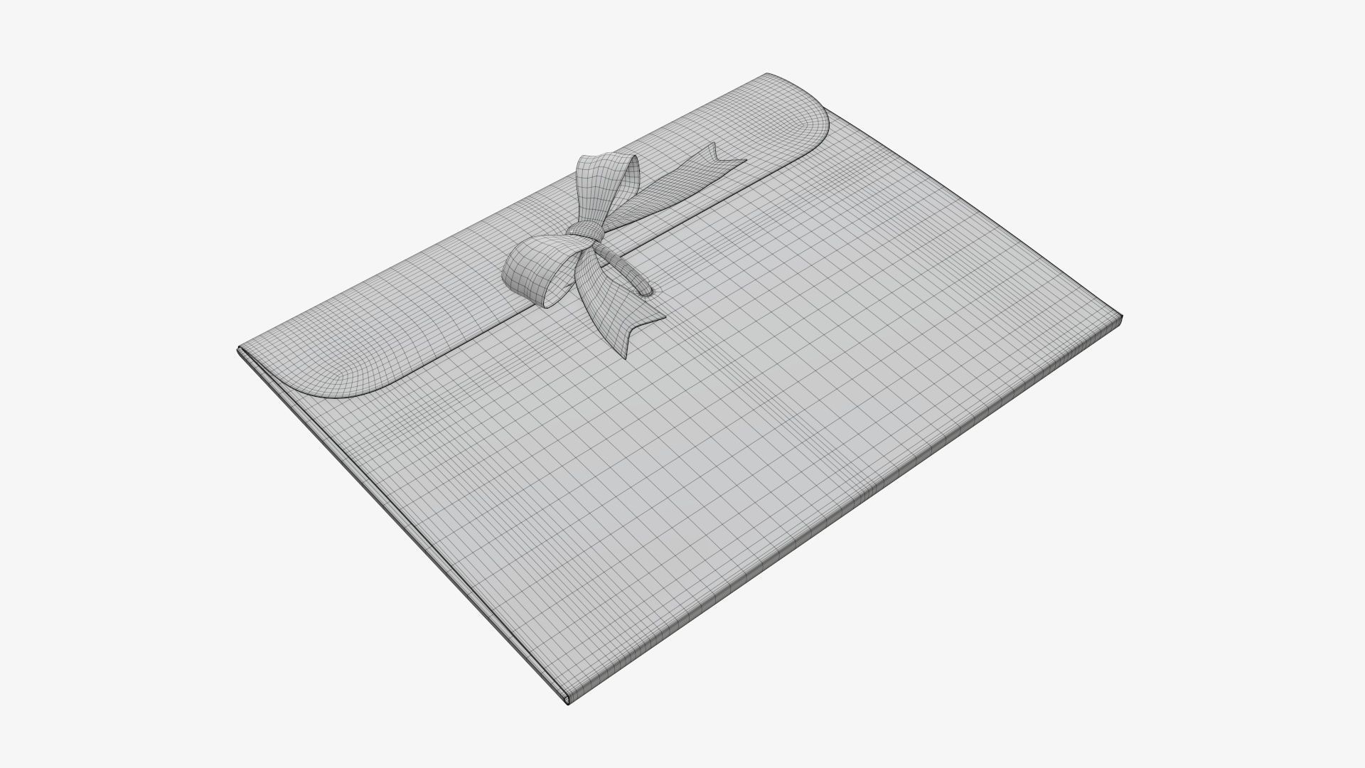 Gift paper envelope with bow mockup 3D model_5