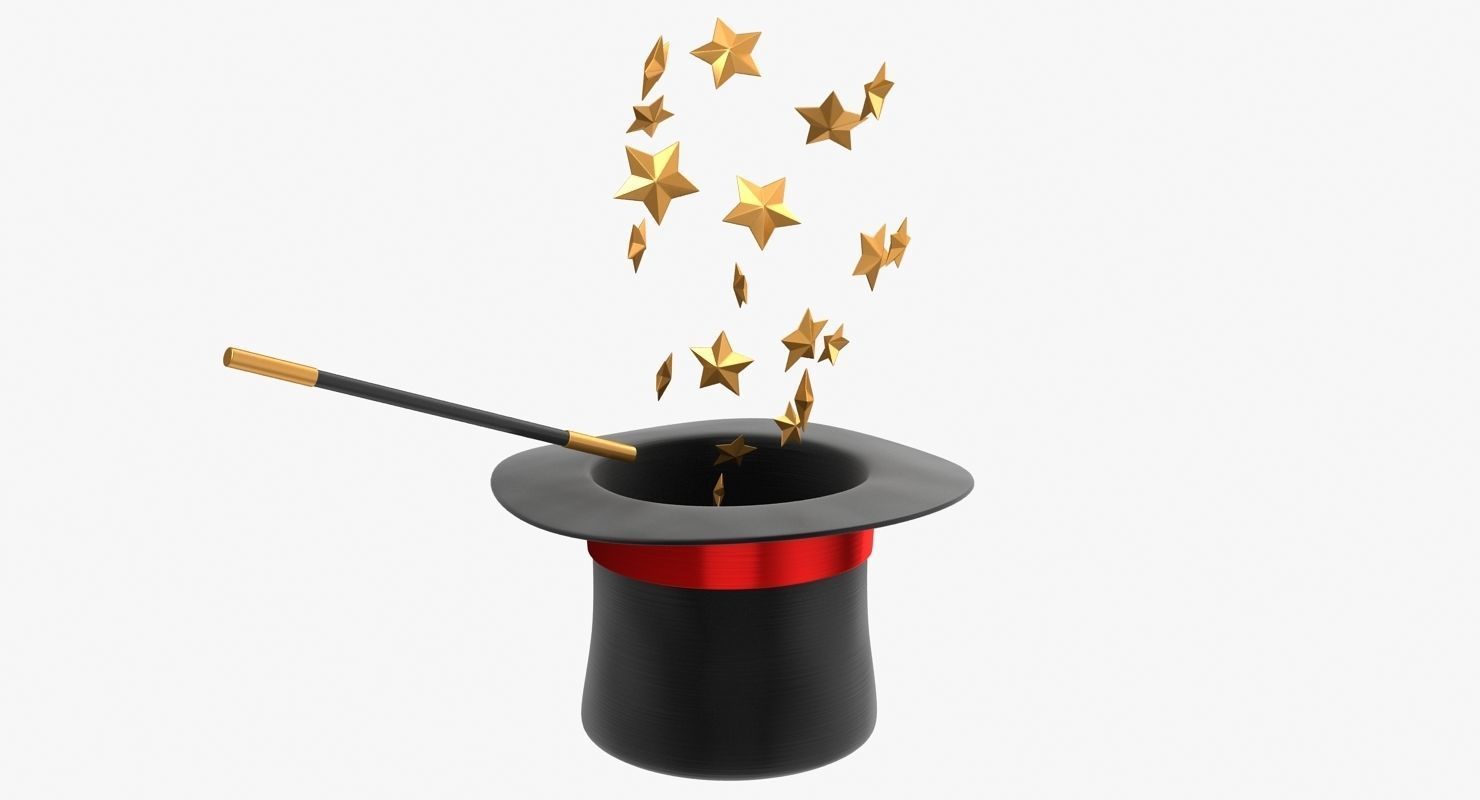 Magician Hat and Wand Low-poly 3D model_3