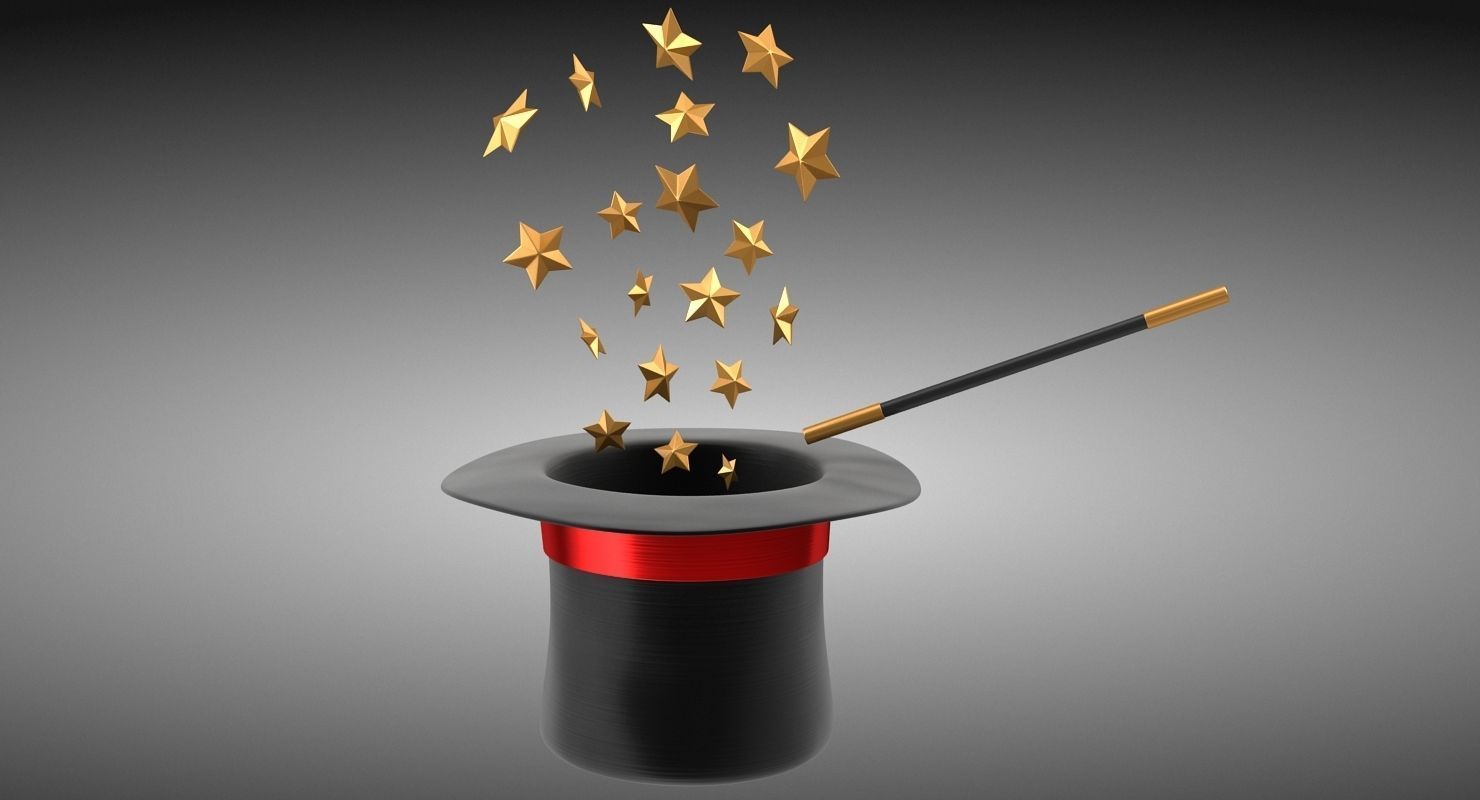 Magician Hat and Wand Low-poly 3D model_2