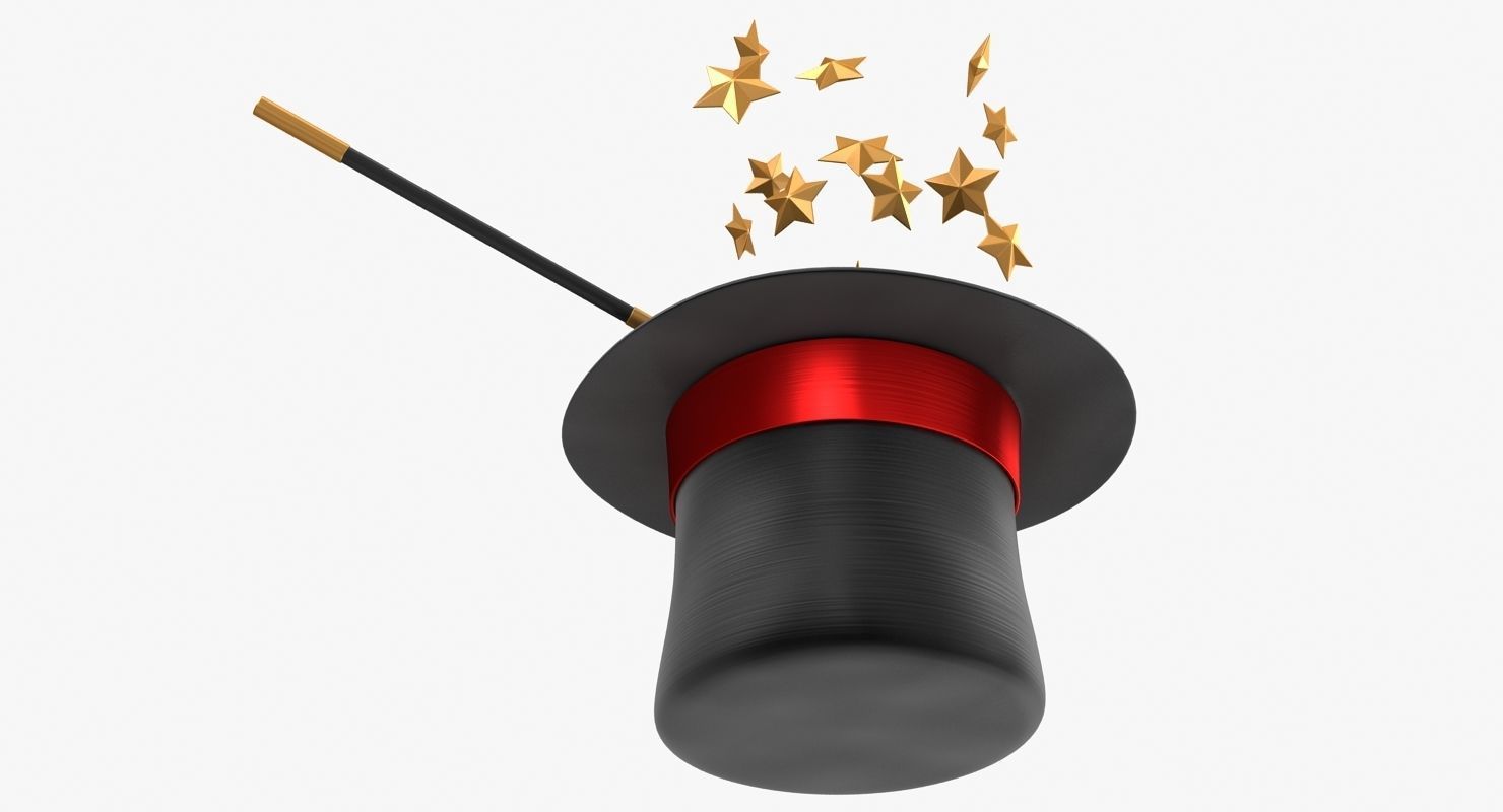 Magician Hat and Wand Low-poly 3D model_7