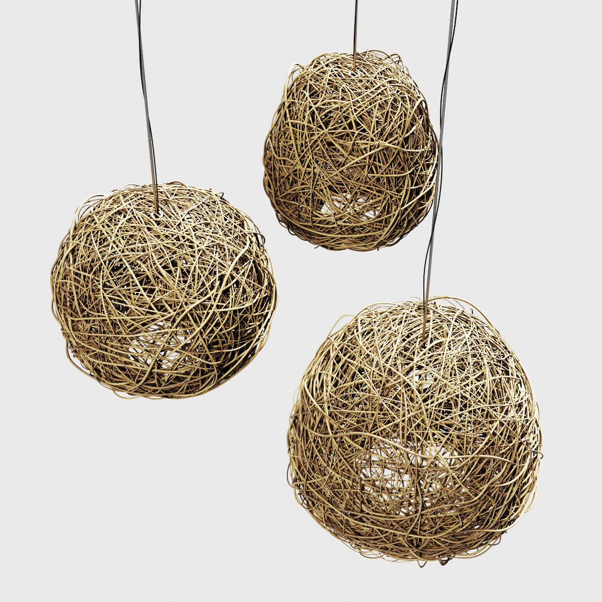 Lamp Rattan sphere hive n1 3D model_9