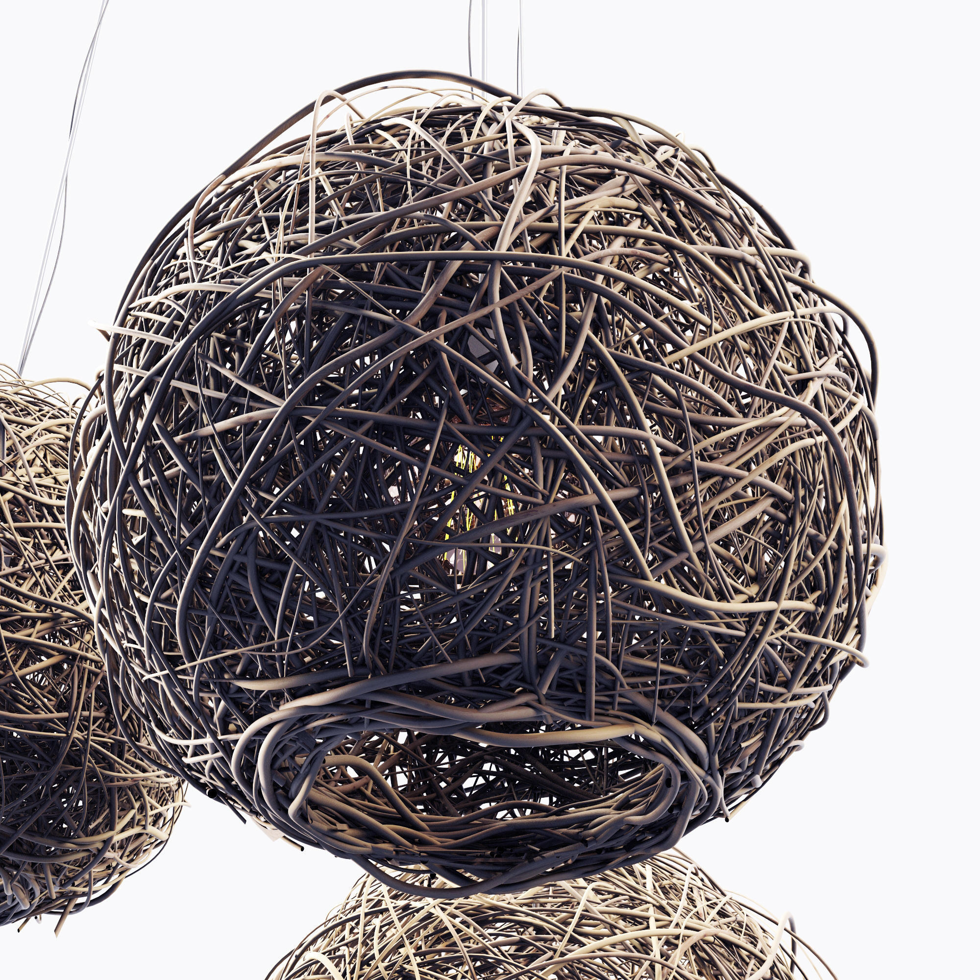Lamp Rattan sphere hive n1 3D model_2