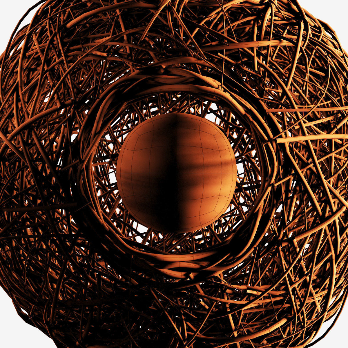 Lamp Rattan sphere hive n1 3D model_19