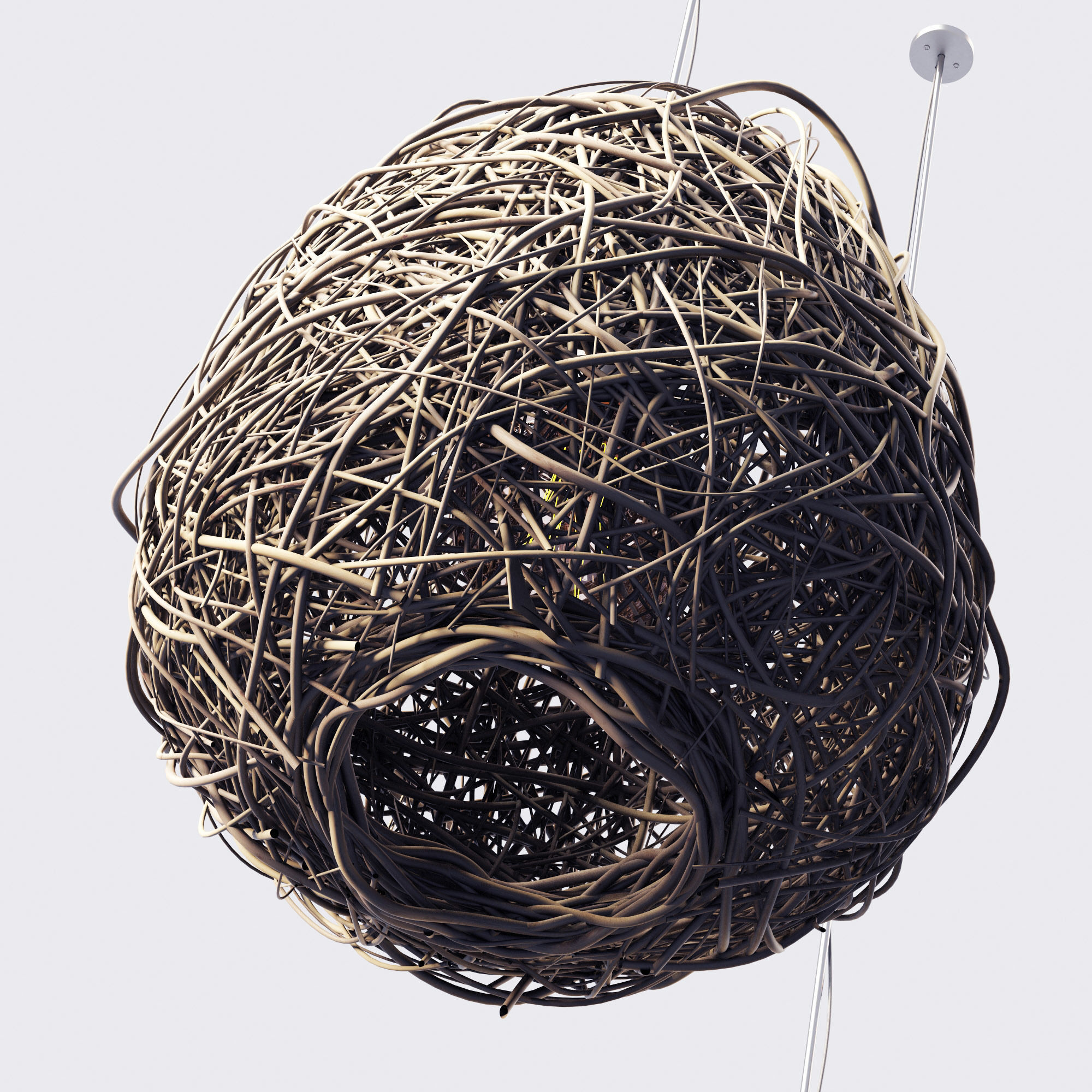 Lamp Rattan sphere hive n1 3D model_4