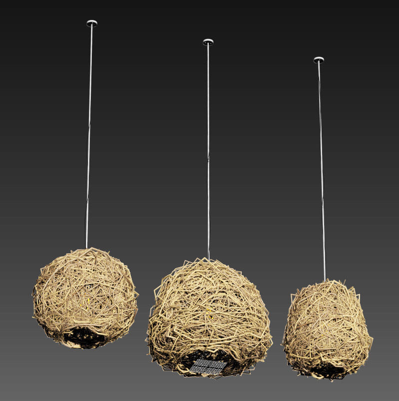 Lamp Rattan sphere hive n1 3D model_10