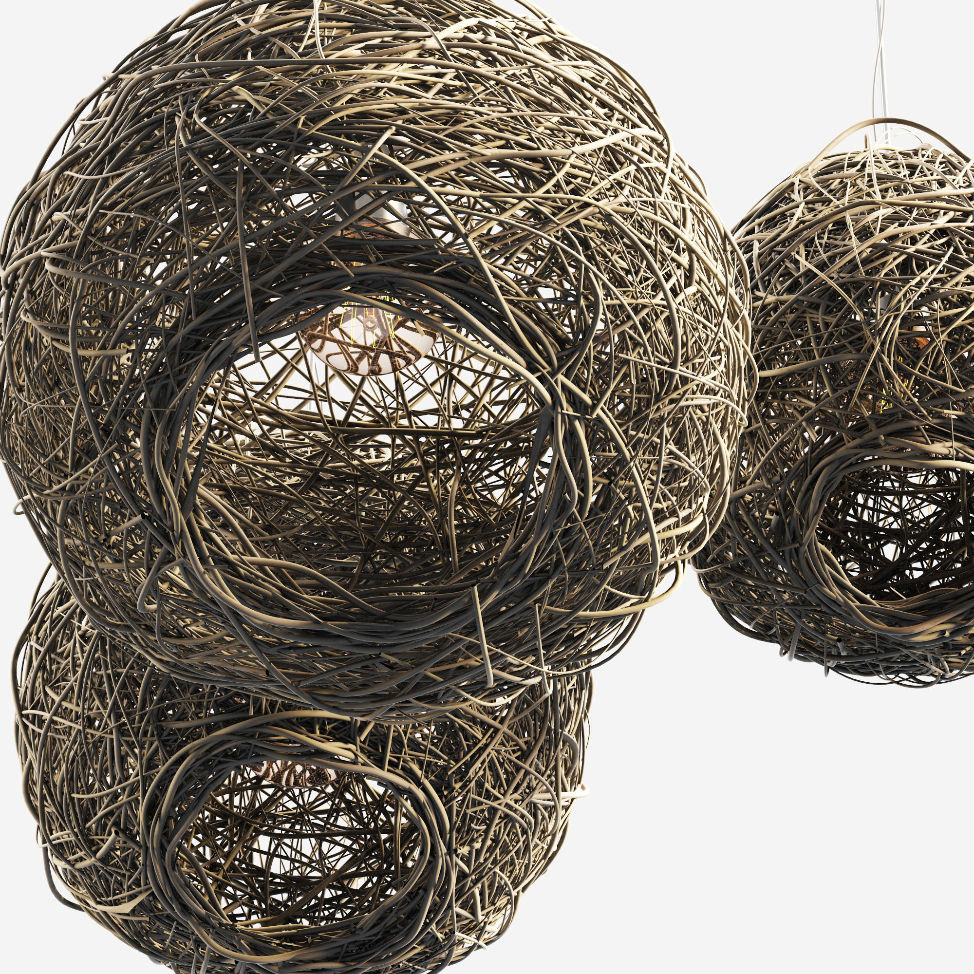 Lamp Rattan sphere hive n1 3D model_1