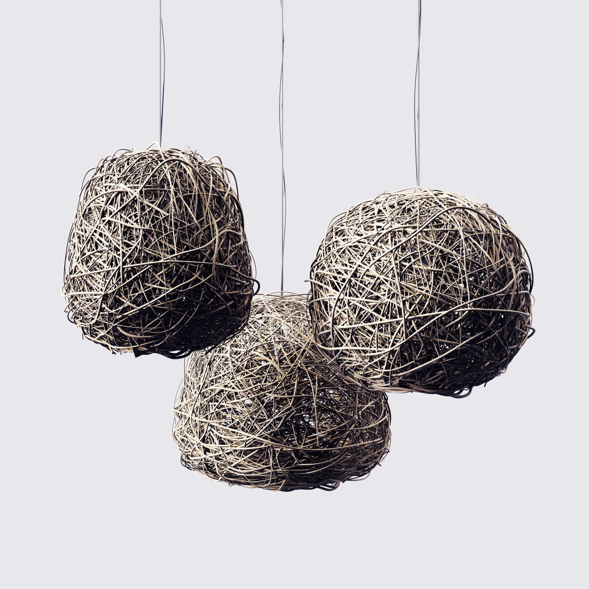Lamp Rattan sphere hive n1 3D model_7