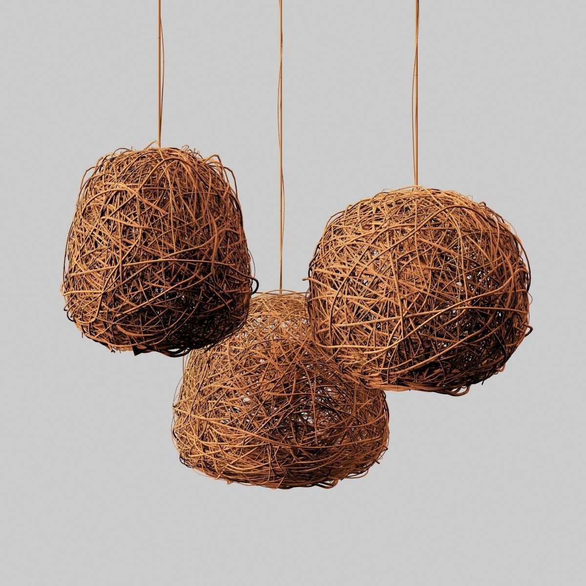 Lamp Rattan sphere hive n1 3D model_13