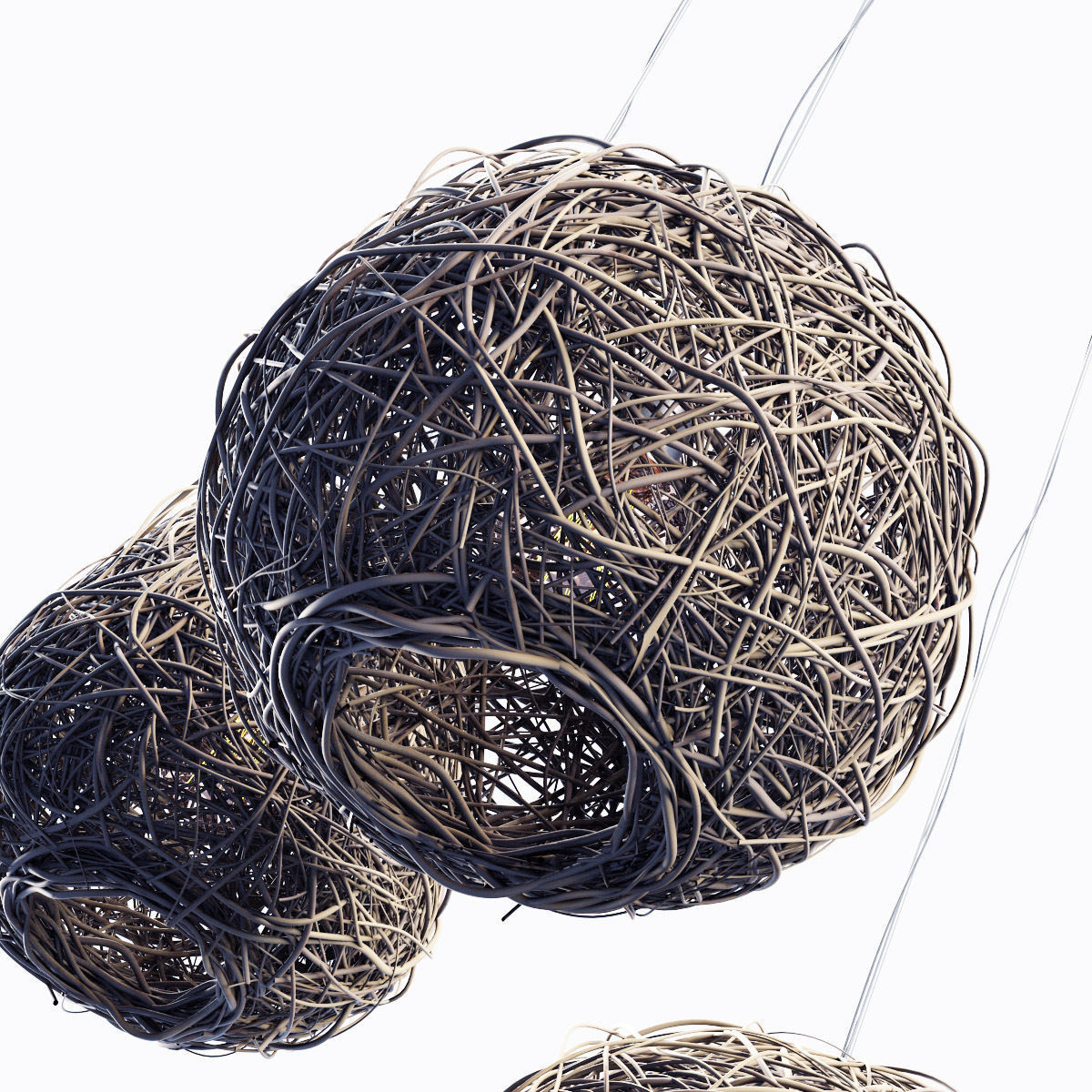 Lamp Rattan sphere hive n1 3D model_8