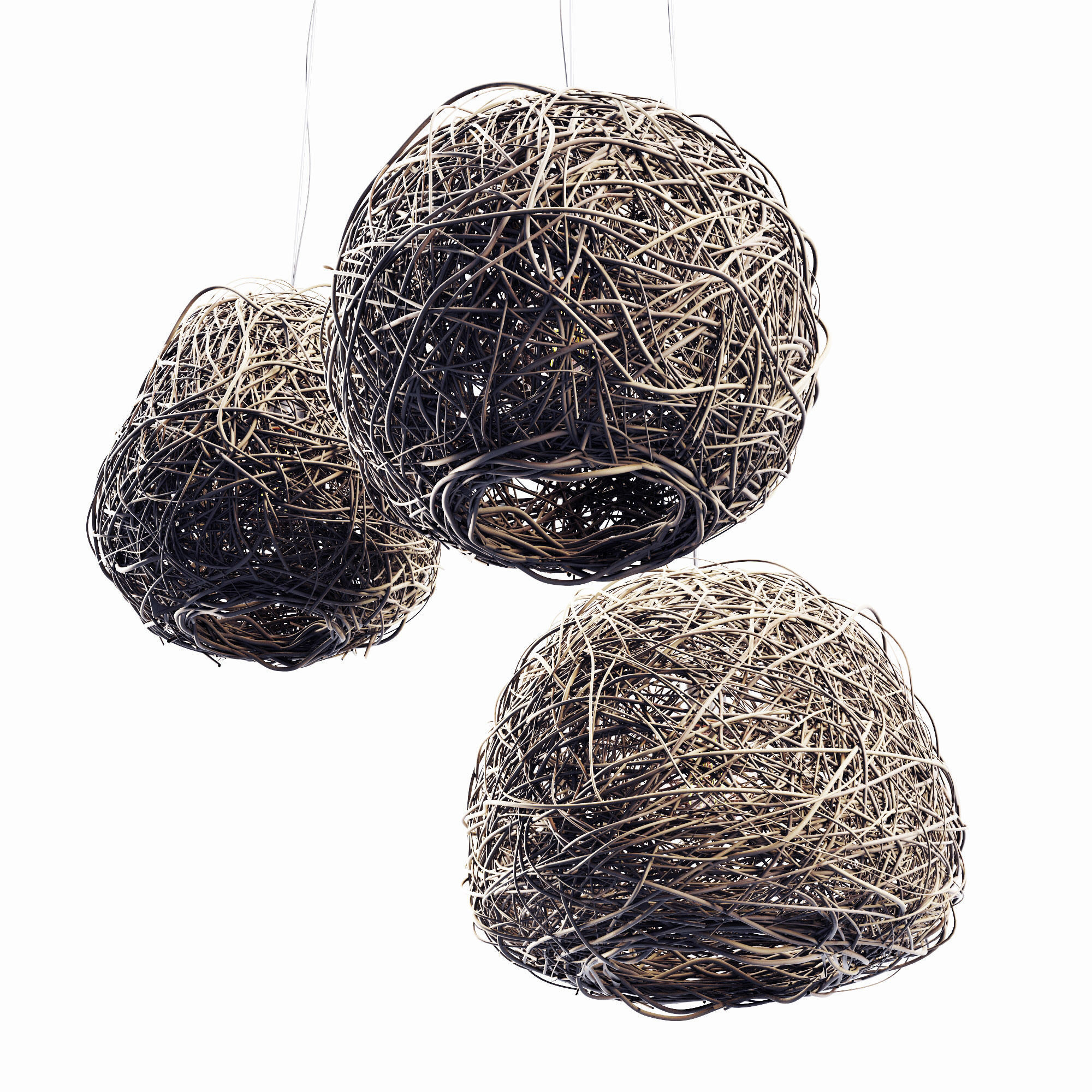 Lamp Rattan sphere hive n1 3D model_5