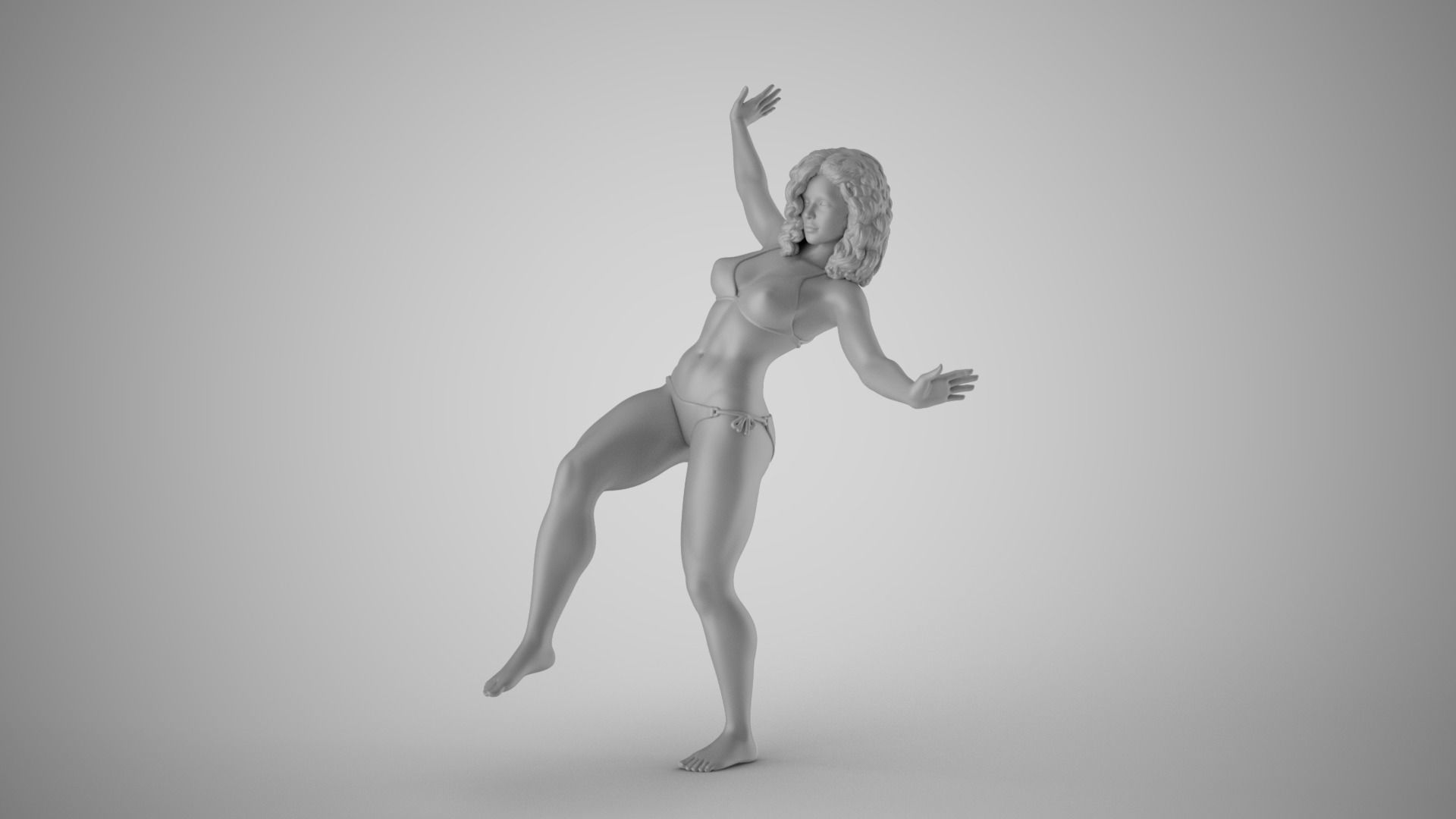 Girl Trying to Keep Balance 3D print model_2