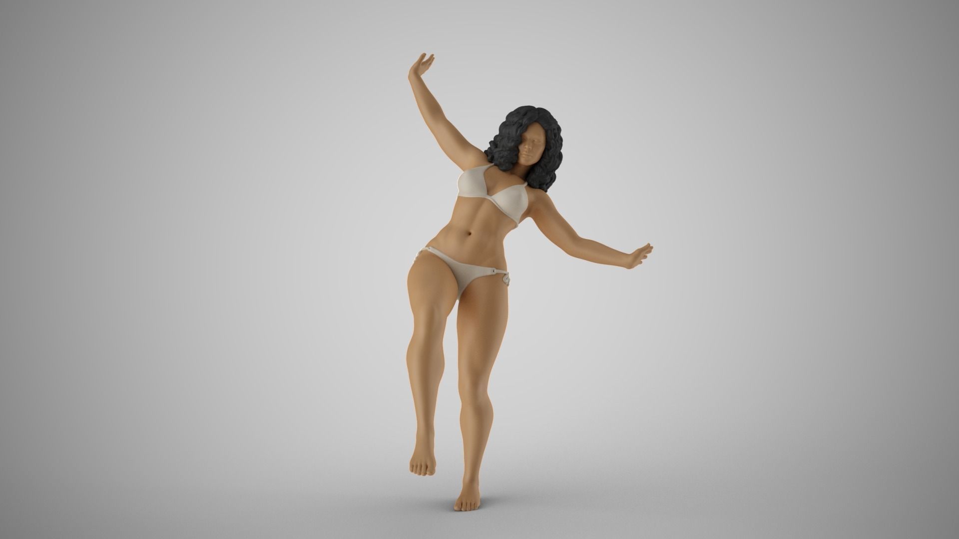 Girl Trying to Keep Balance 3D print model_4