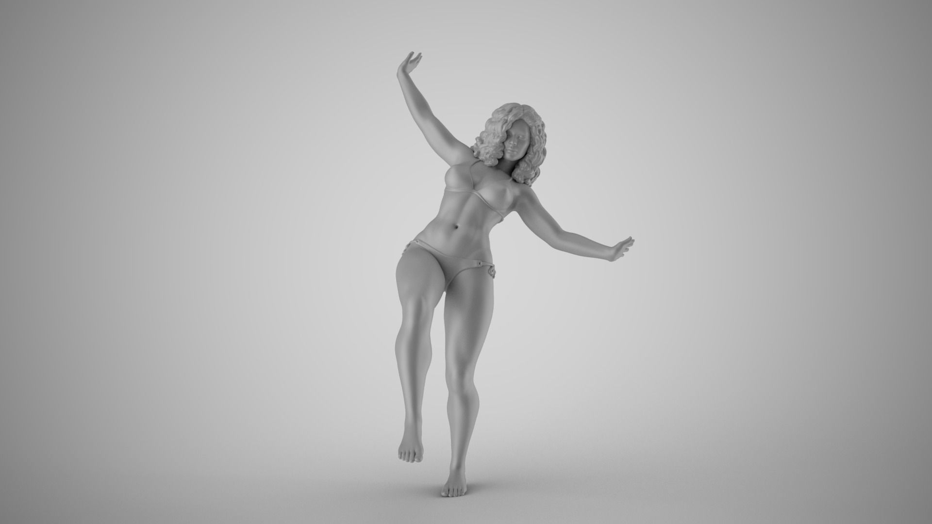 Girl Trying to Keep Balance 3D print model_3