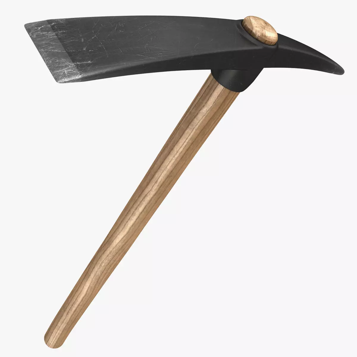 Pickaxe axe with wooden handle Low-poly 3D model_0