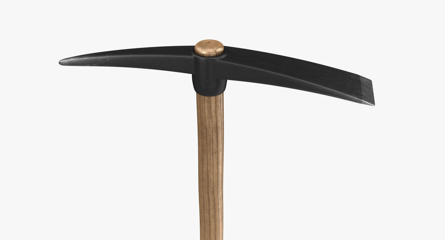 Pickaxe axe with wooden handle Low-poly 3D model_4