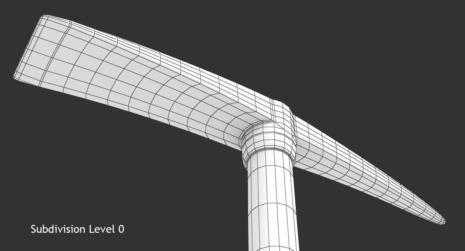 Pickaxe axe with wooden handle Low-poly 3D model_10