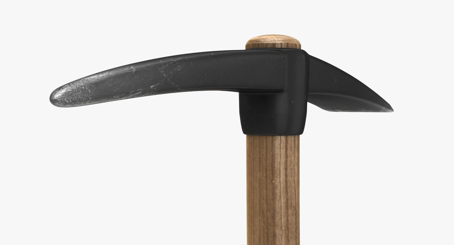 Pickaxe axe with wooden handle Low-poly 3D model_7