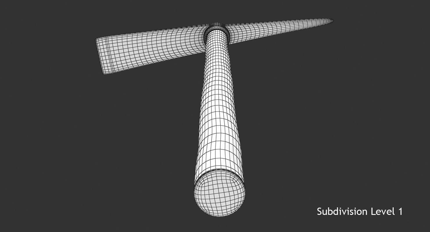 Pickaxe axe with wooden handle Low-poly 3D model_13