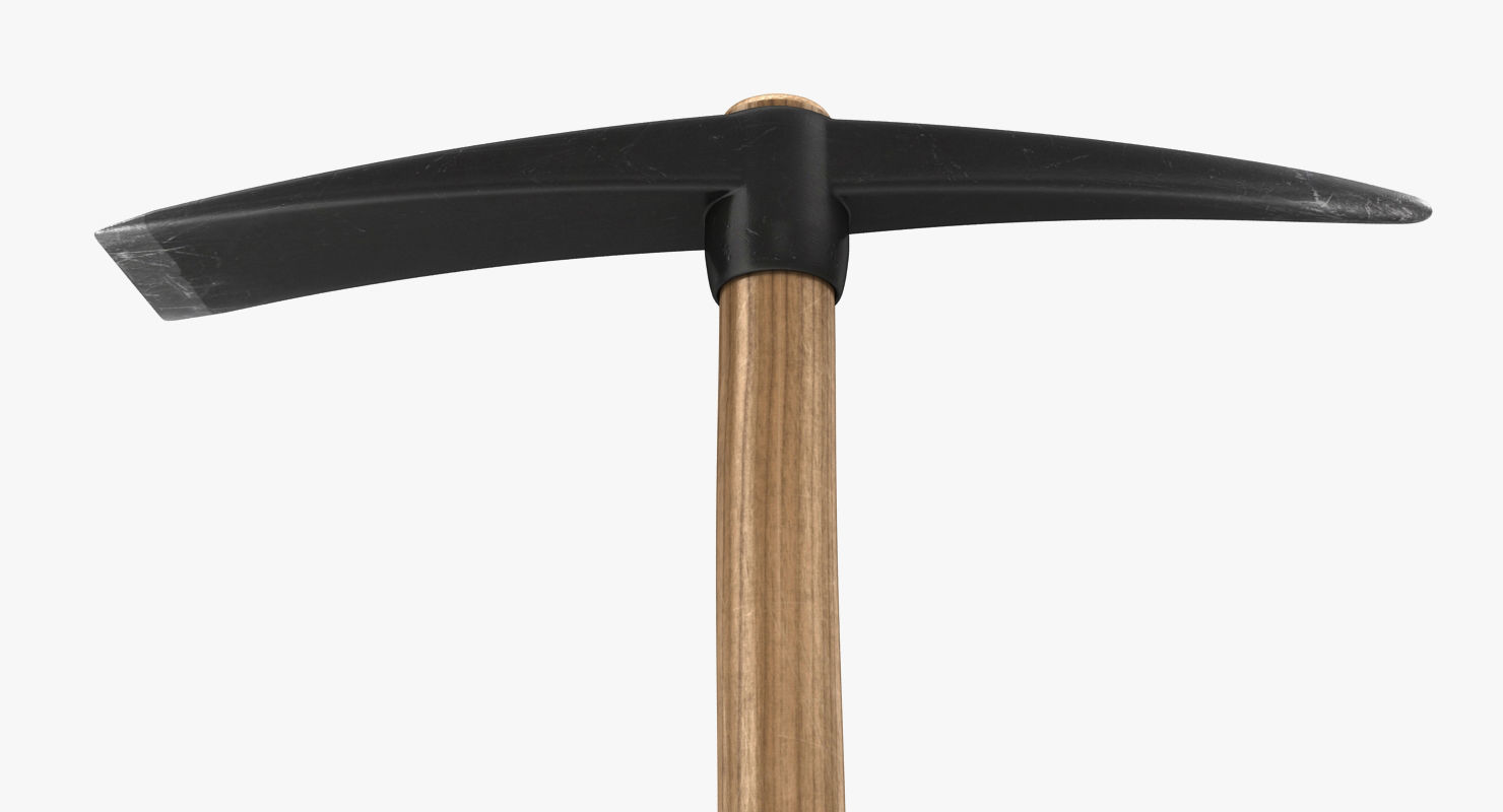 Pickaxe axe with wooden handle Low-poly 3D model_3