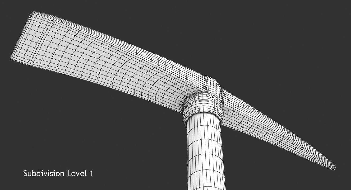 Pickaxe axe with wooden handle Low-poly 3D model_11