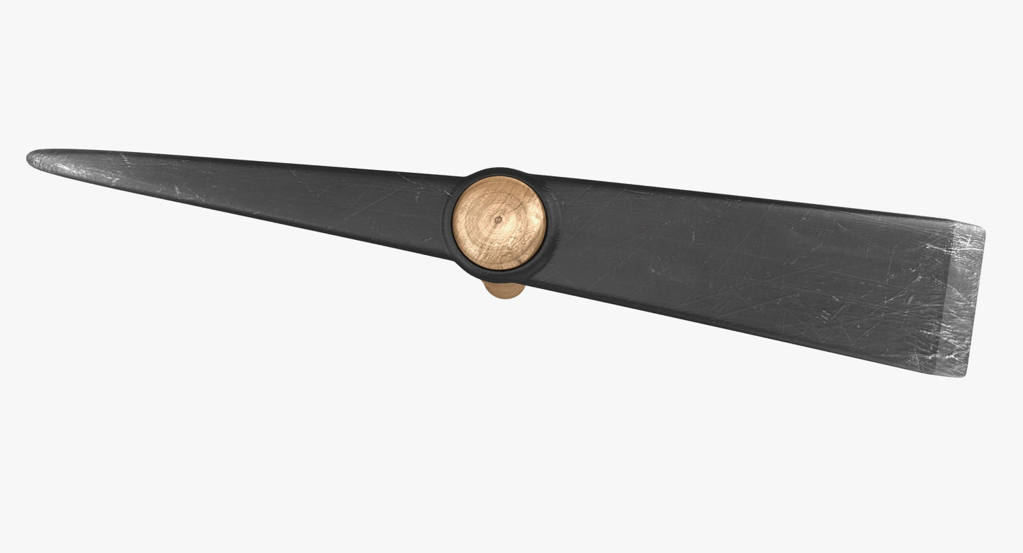 Pickaxe axe with wooden handle Low-poly 3D model_5