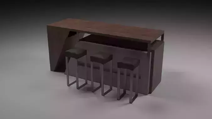 Extendable table and chairs Free 3D model