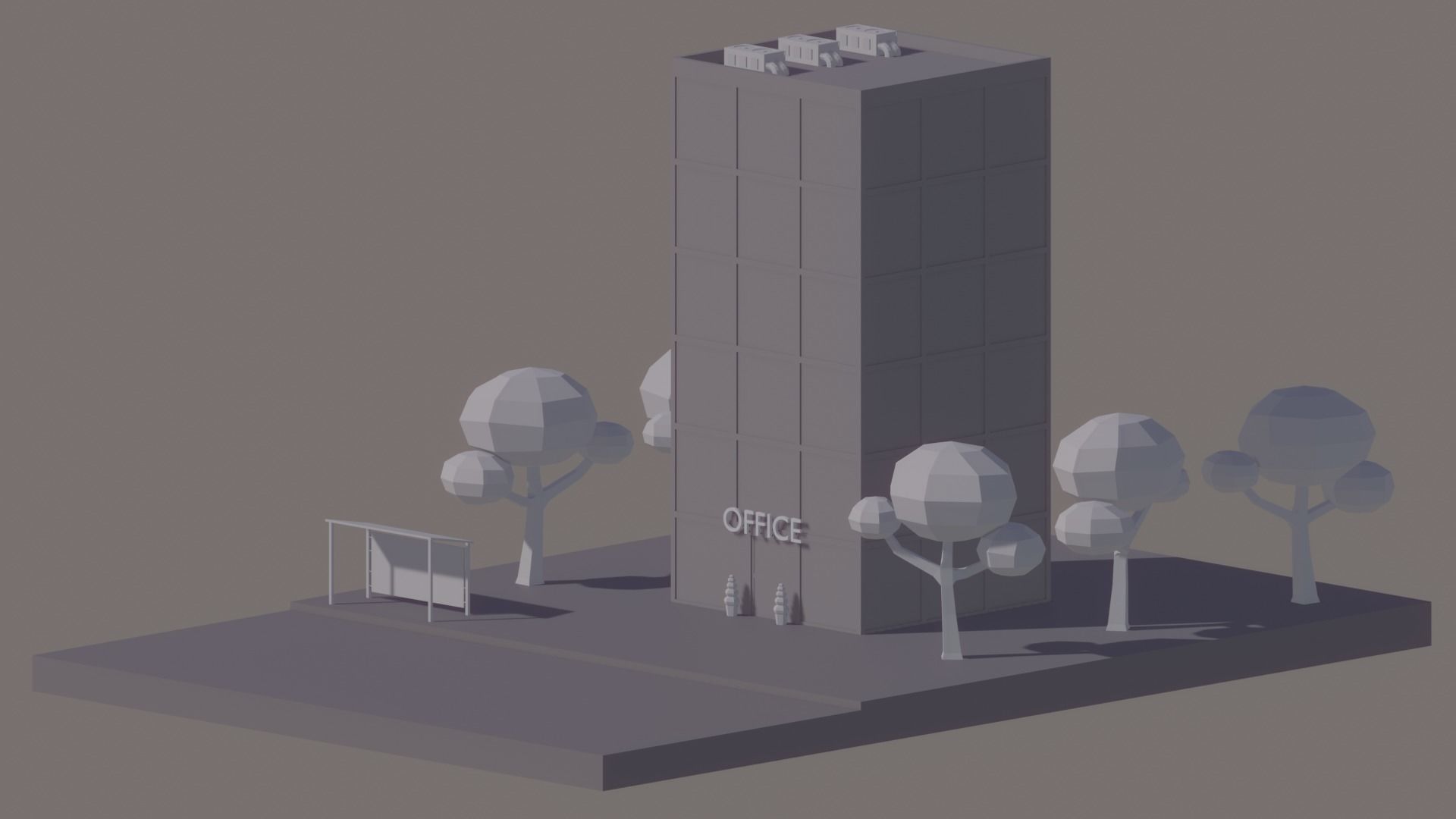 Low Poly Skyscraper Highrise Office Building Low-poly 3D model_2
