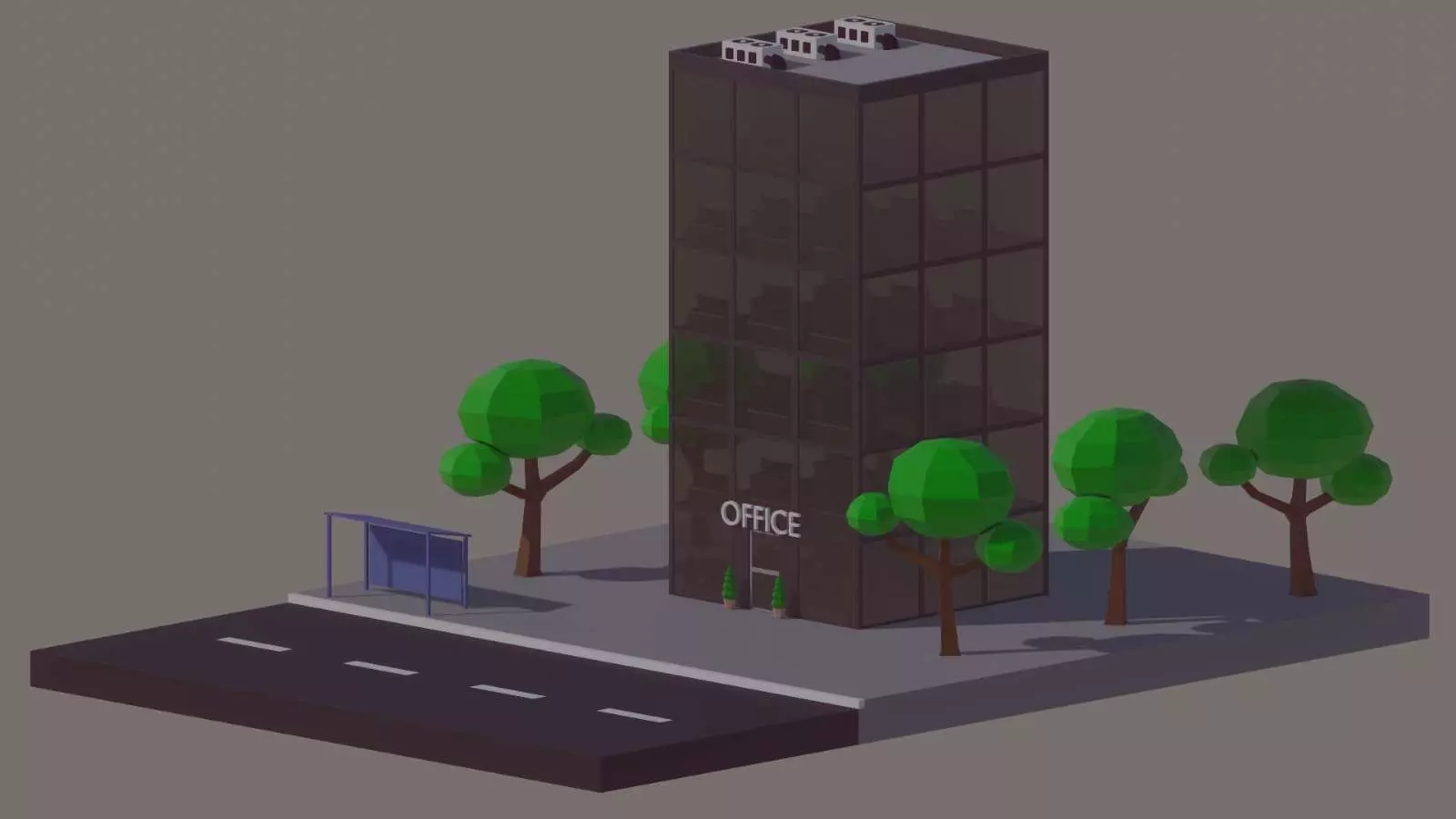 Low Poly Skyscraper Highrise Office Building Low-poly 3D model_0
