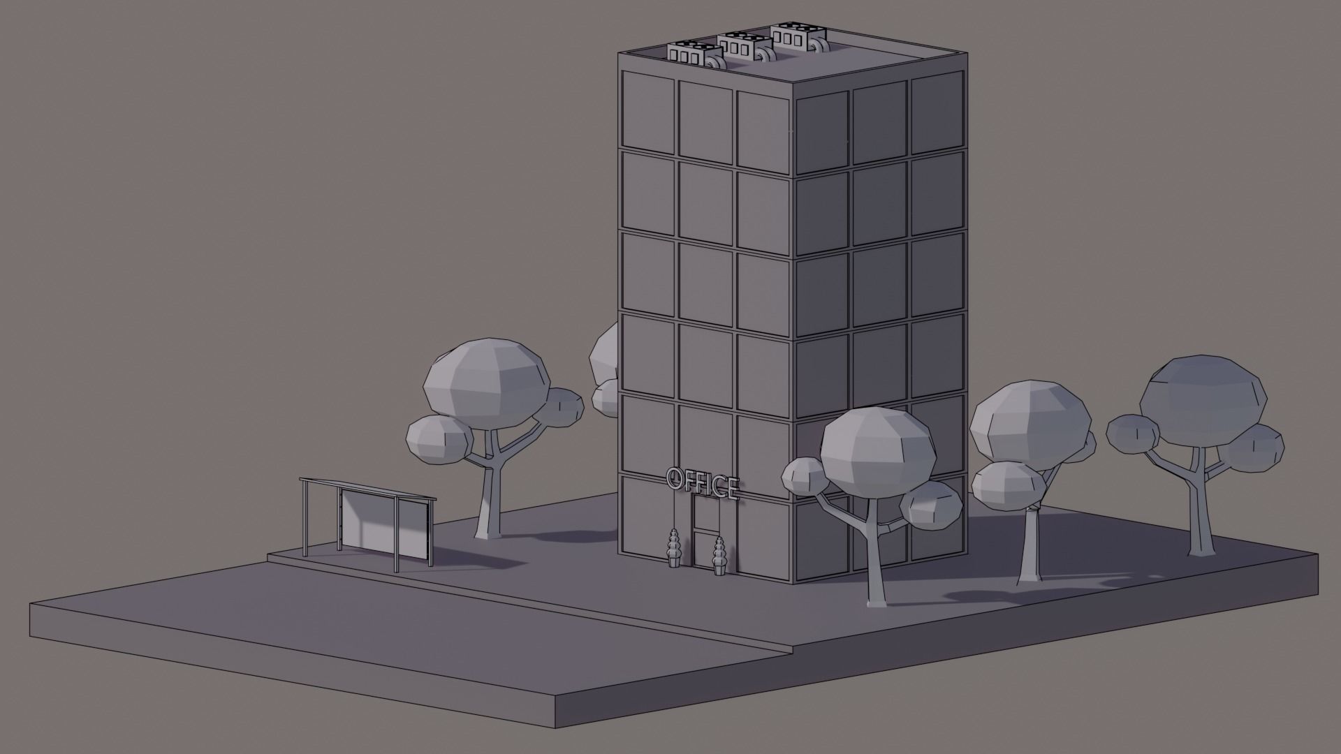 Low Poly Skyscraper Highrise Office Building Low-poly 3D model_3