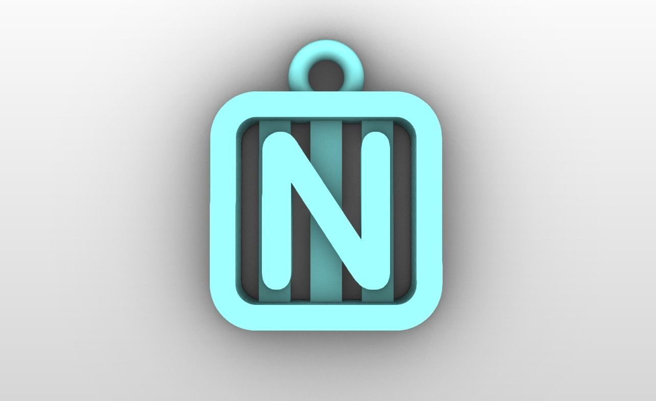 Initial letter charms  - alphabet A-Z - square frame 3D print model_15