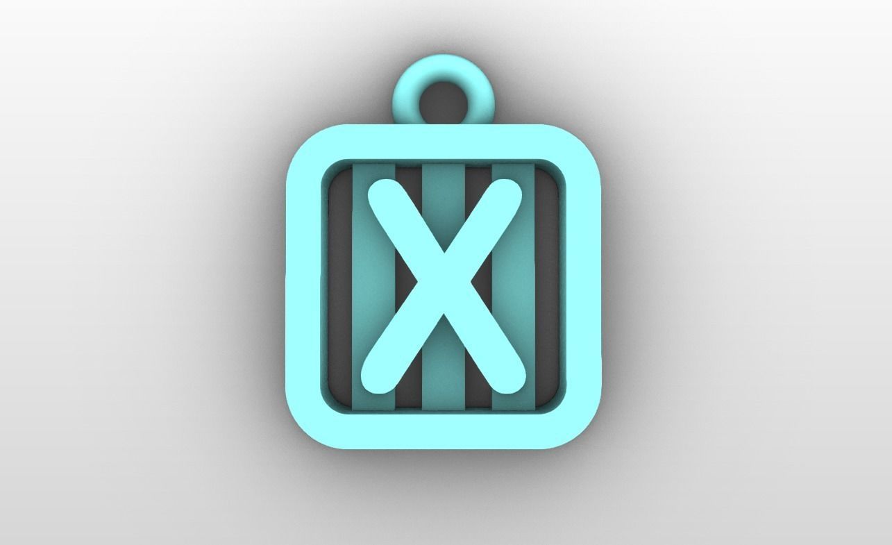 Initial letter charms  - alphabet A-Z - square frame 3D print model_25