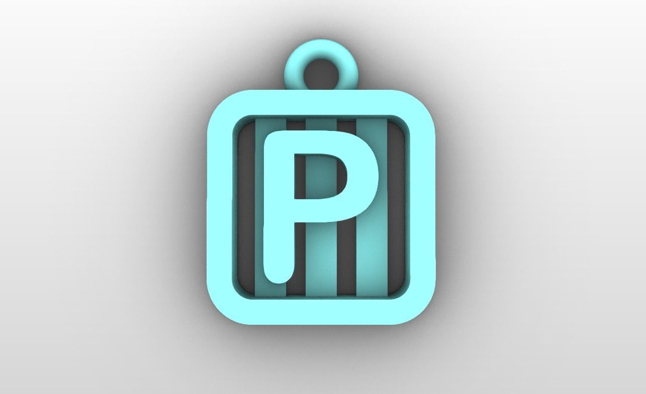 Initial letter charms  - alphabet A-Z - square frame 3D print model_17