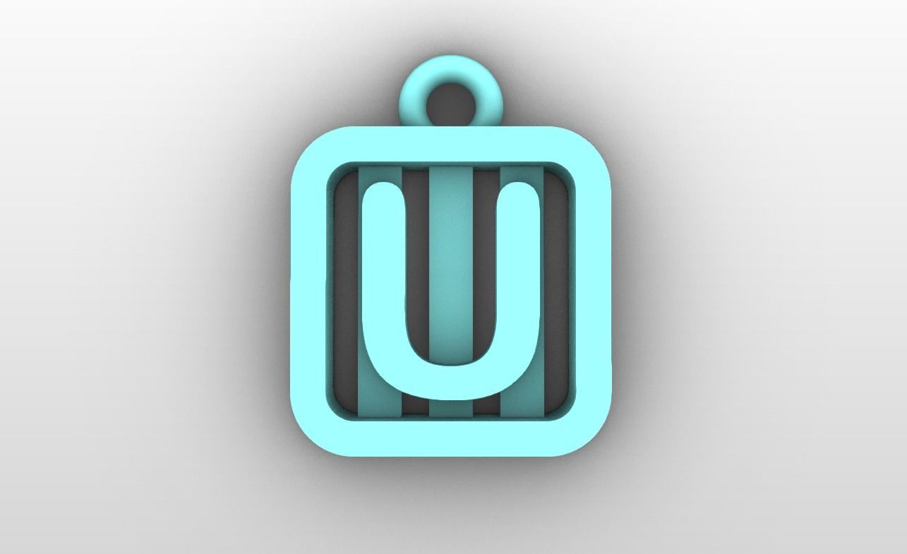 Initial letter charms  - alphabet A-Z - square frame 3D print model_22